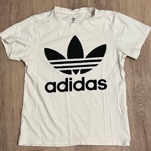 Adidas Cream Tee with Black Trefoil Logo